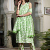 Indyancart IE Women Floral Printed Regular Pure Cotton Kurta with Trousers & With Dupatta