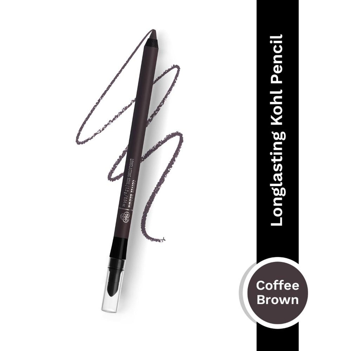 PAC Longlasting Kohl Pencil - Waterproof Intense Payoff, One Swipe Application - Coffee Brown