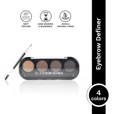 PAC Eyebrow Definer Palette 4 colors - Fine Powder Formula With 2-in-1 Angled Spoolie Brush