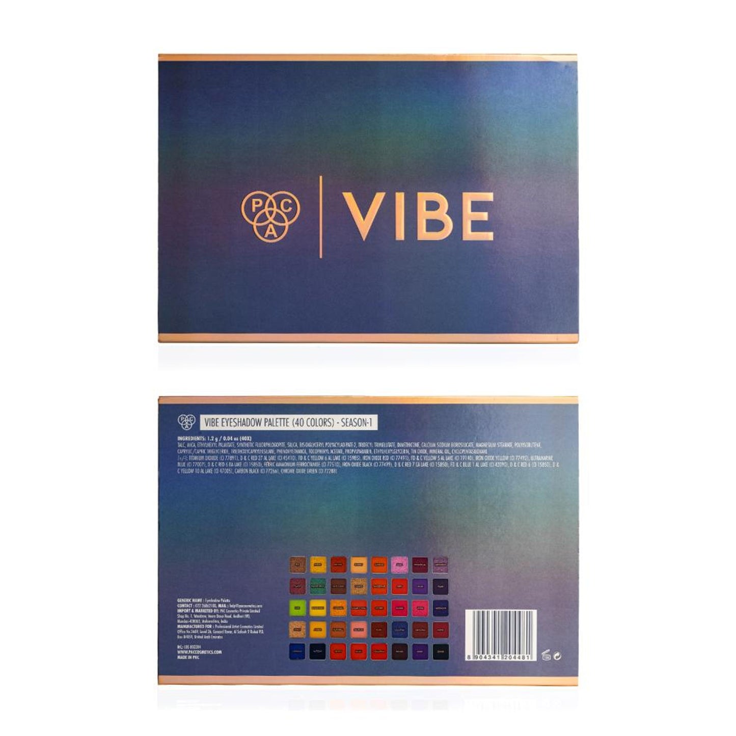PAC Vibe Eyeshadow Palette X40 Season 1 - Blendable Formula, Intense Color Payoff, Richly Pigmented