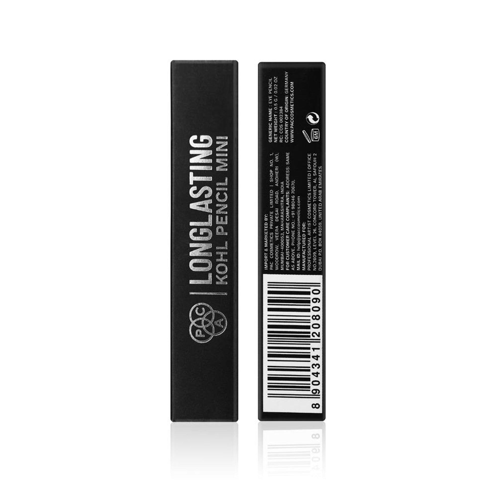 PAC Longlasting Kohl Pencil Mini Black - Waterproof Intense Payoff, One Swipe Application