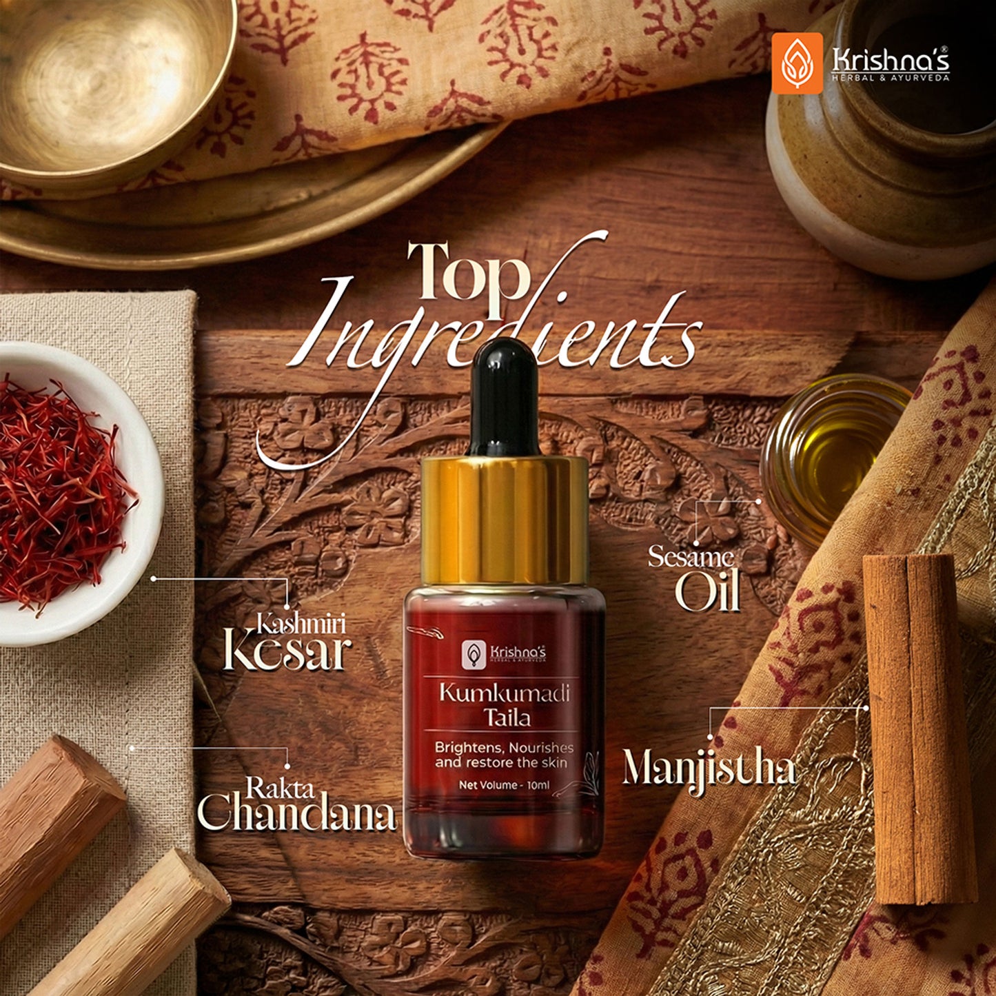 Krishna's Herbal & Ayurveda Kumkumadi Taila