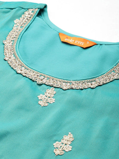 Dhiyona IE Ethnic Motifs Embroidered Sequinned Kurta with Palazzos & Dupatta