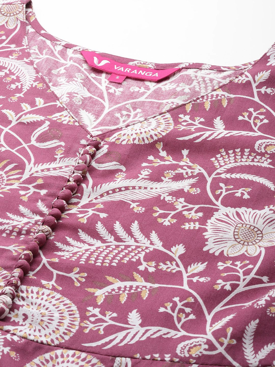 Indyancart VA Women's Floral Printed Cotton Kurta