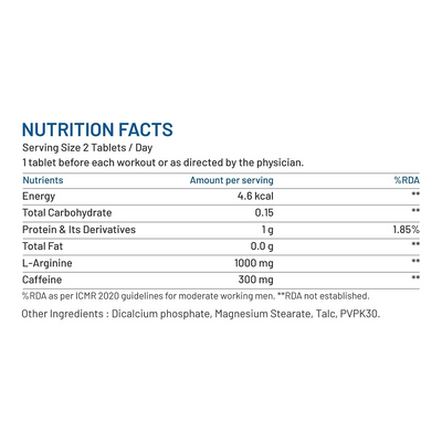 Bliss Welness L-Arginine Caffeine Tablets