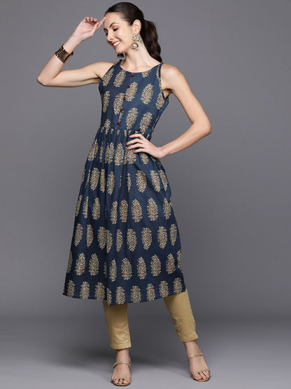 Indyancart IE Ethnic Motifs Printed A-Line Kurta