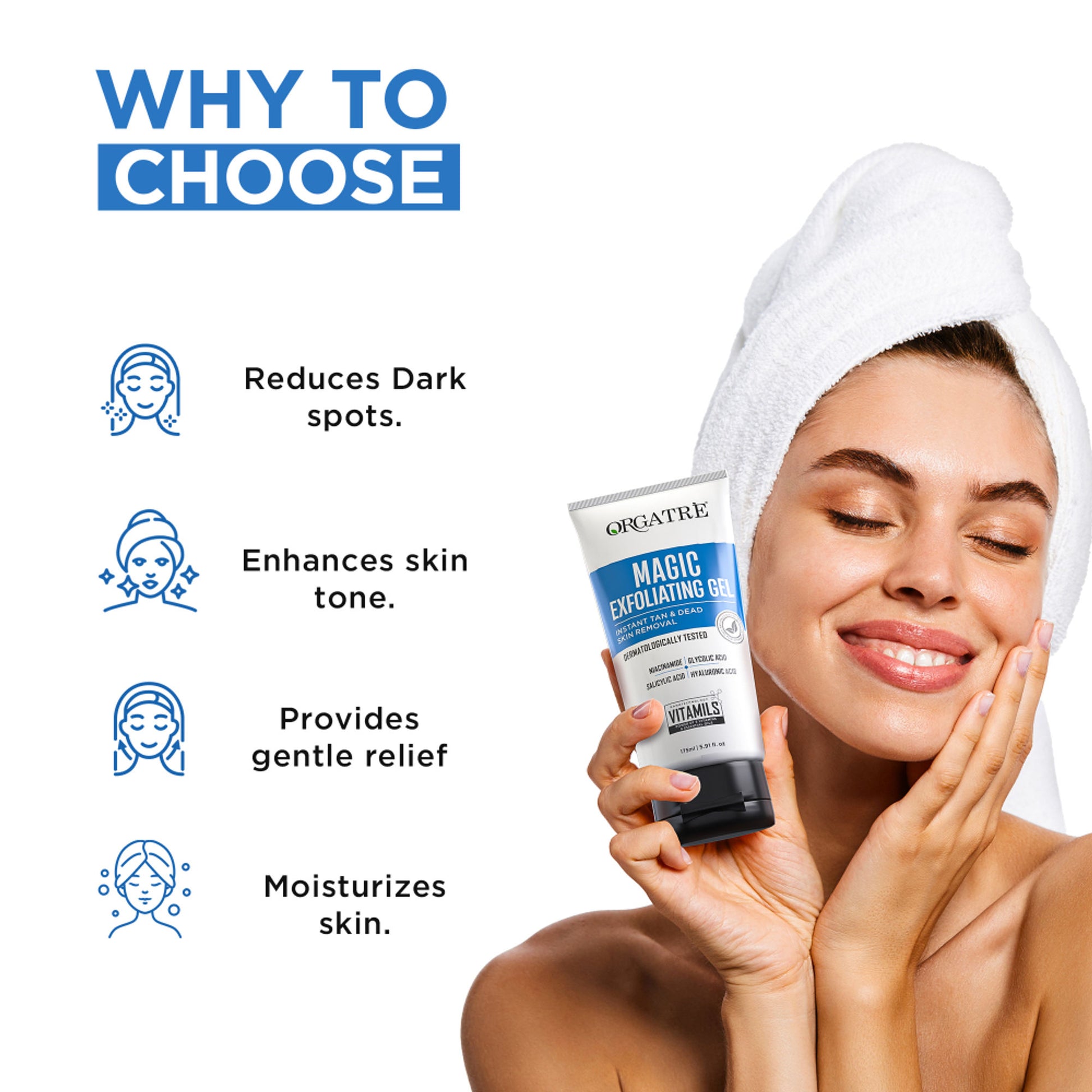 Orgatre Instant Tan & Dead Skin Removal Exfoliating Gel For Women & Men - Tanning Dead Skin Remover
