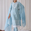 Dhiyona IE Floral Embroidered Pure Cotton Straight Kurta With Trousers & Dupatta
