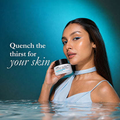 belif The True Cream Aqua Bomb moisturizer jar showing its lightweight, hydrating formula for increased skin moisture and refreshment.