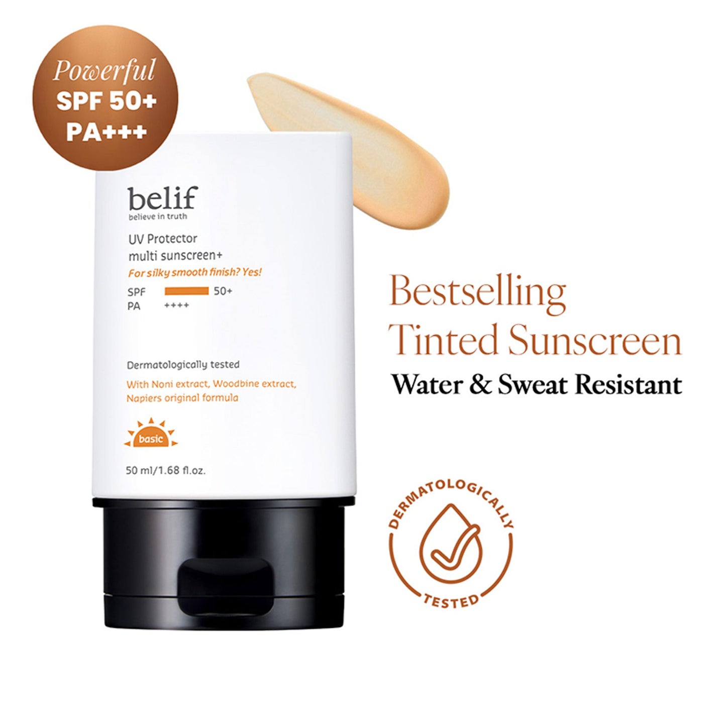 belif Multi-Vitamin Tinted Korean Sunscreen SPF50+ PA++++ Flawless Poreless Primer, In Vivo Tested