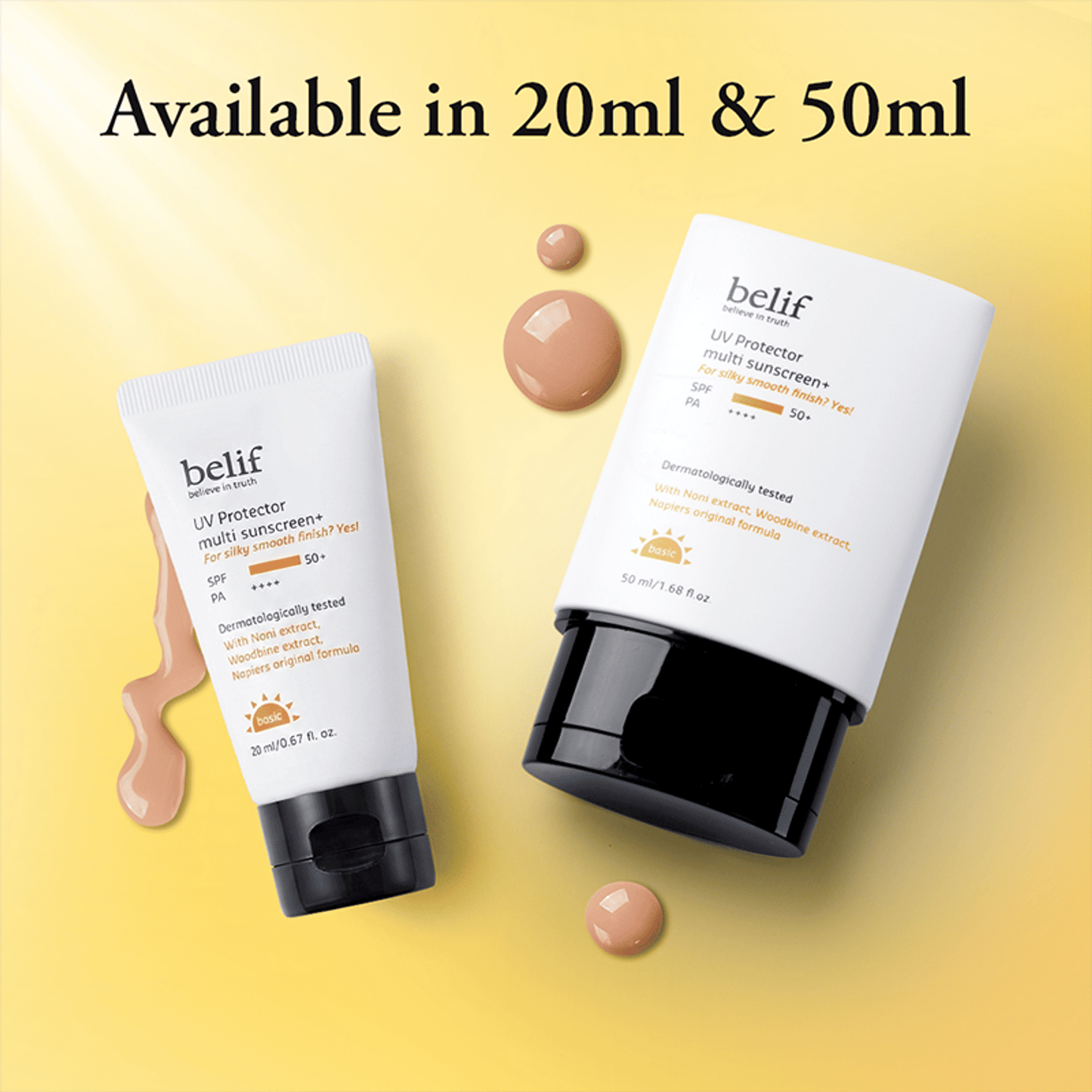 belif Multi-Vitamin Tinted Korean Sunscreen SPF50+ PA++++ Flawless Poreless Primer, In Vivo Tested
