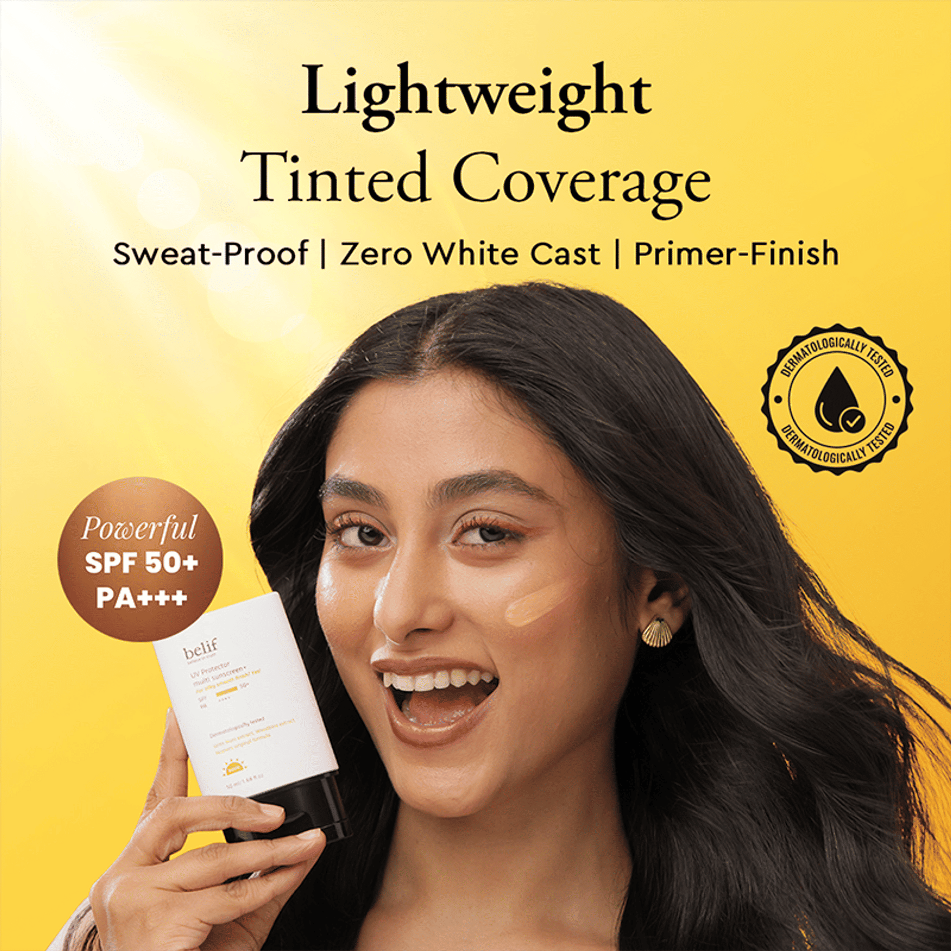 belif Multi-Vitamin Tinted Korean Sunscreen SPF50+ PA++++ Flawless Poreless Primer, In Vivo Tested