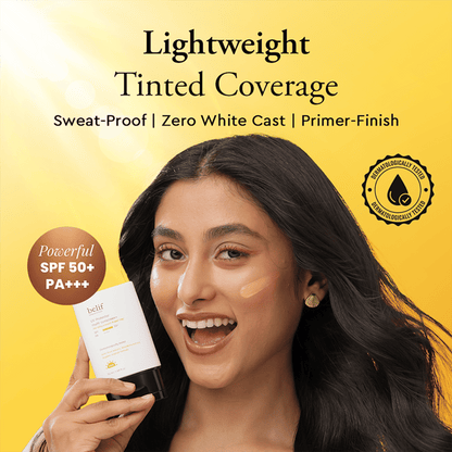belif Multi-Vitamin Tinted Korean Sunscreen SPF50+ PA++++ Flawless Poreless Primer, In Vivo Tested