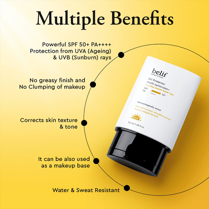 belif Multi-Vitamin Tinted Korean Sunscreen SPF50+ PA++++ Flawless Poreless Primer, In Vivo Tested