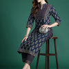 Dhiyona IE Ethnic Motifs Printed Thread Work Pure Cotton Kurta with Trousers