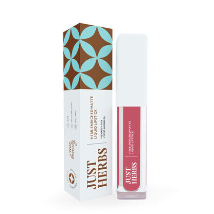 Just Herbs Vegan Matte Liquid Lipstick, Hibiscus Red, Festive Bold & Nourishing - Raspberry Pink