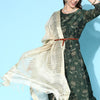 Dhiyona IE Women Green Floral Printed Regular Chanderi Silk Kurta with Sharara & With Dupatta