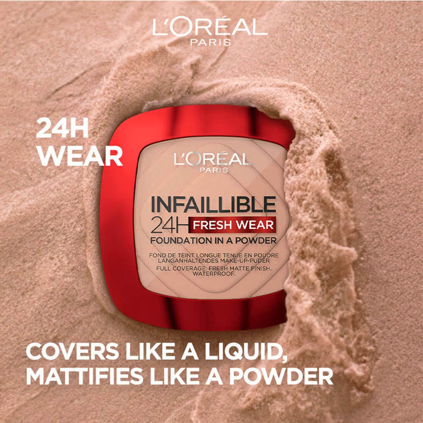 L'Oreal Paris Infallible 24H Fresh Wear Waterproof Powder Foundation - Amber 300