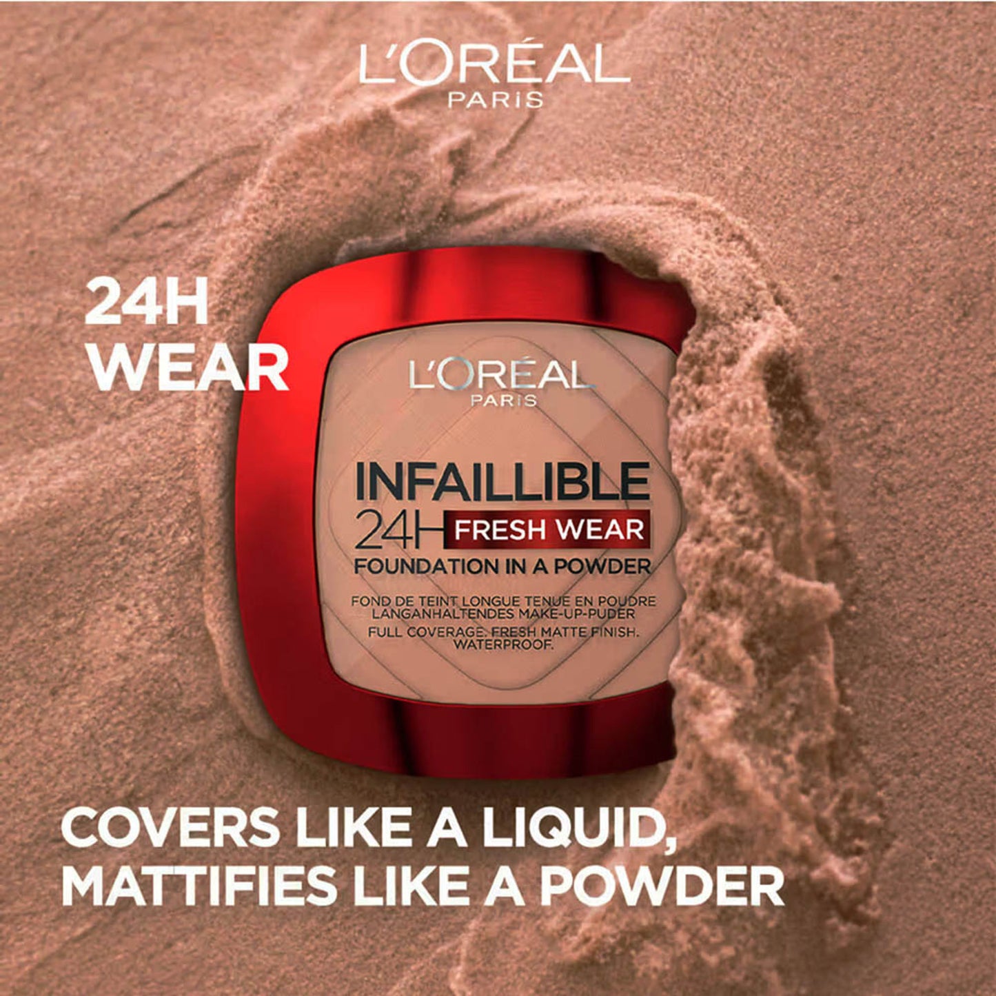 L'Oreal Paris Infallible 24H Fresh Wear Waterproof Powder Foundation - Sienna 355