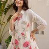 Dhiyona IE Floral Embroidered Thread Work Pure Cotton A-Line Kurta With Trousers