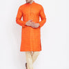 Men's Orange Silk Blend Straight Kurta Pyjama Set