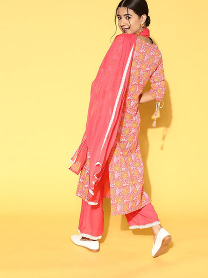 Ethnic Motifs Cotton Blend Paisley Kurta Set