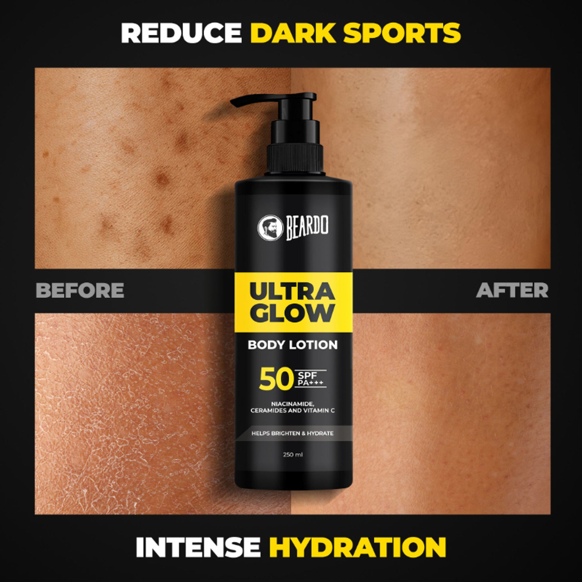 Beardo Ultraglow Body Lotion for Men, Intense Hydration Absorbs Instantly Repairs Skin