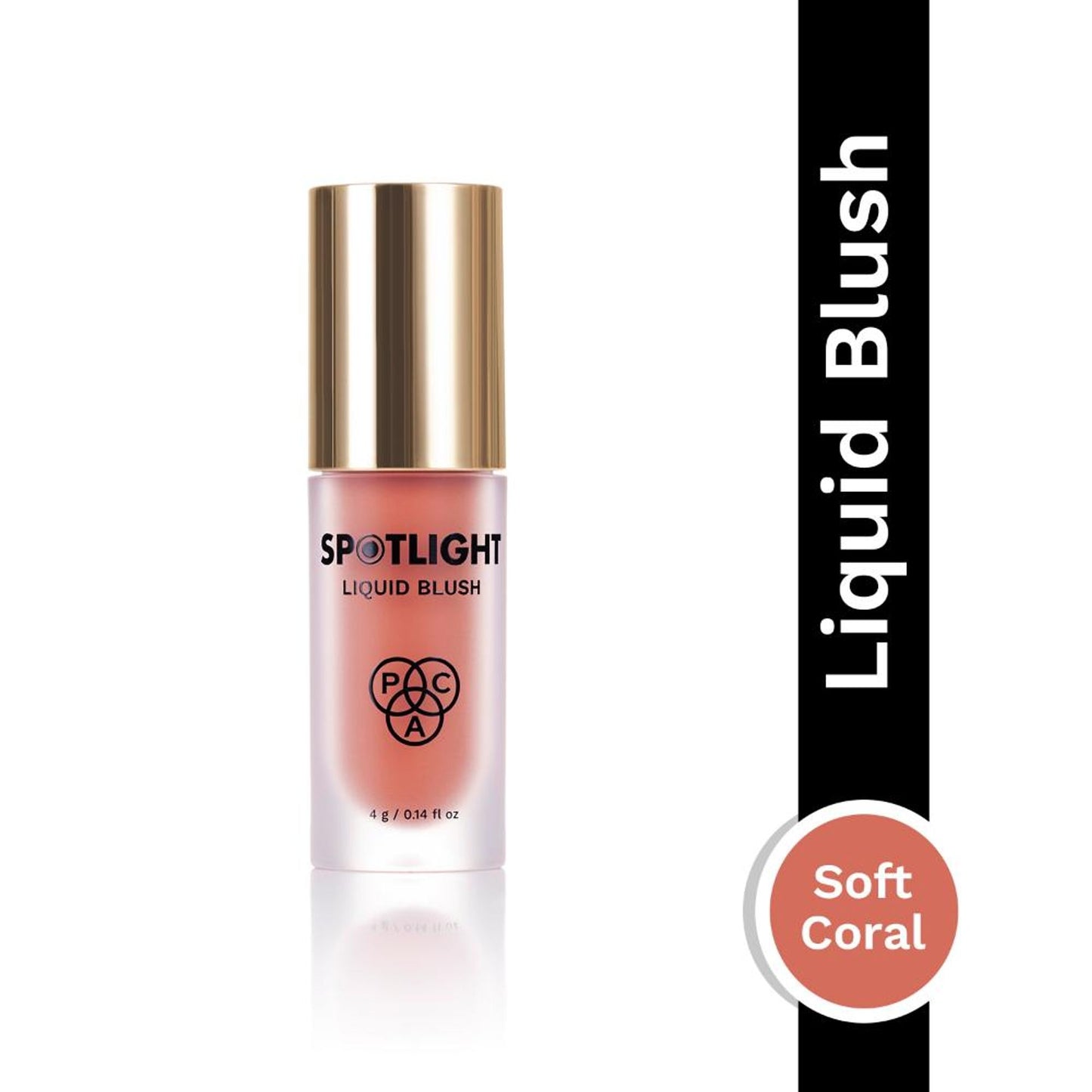 PAC Spotlight Liquid Blush - Highly Pigmented Blendable Formula, Long Lasting Dewy Finish - Soft Coral