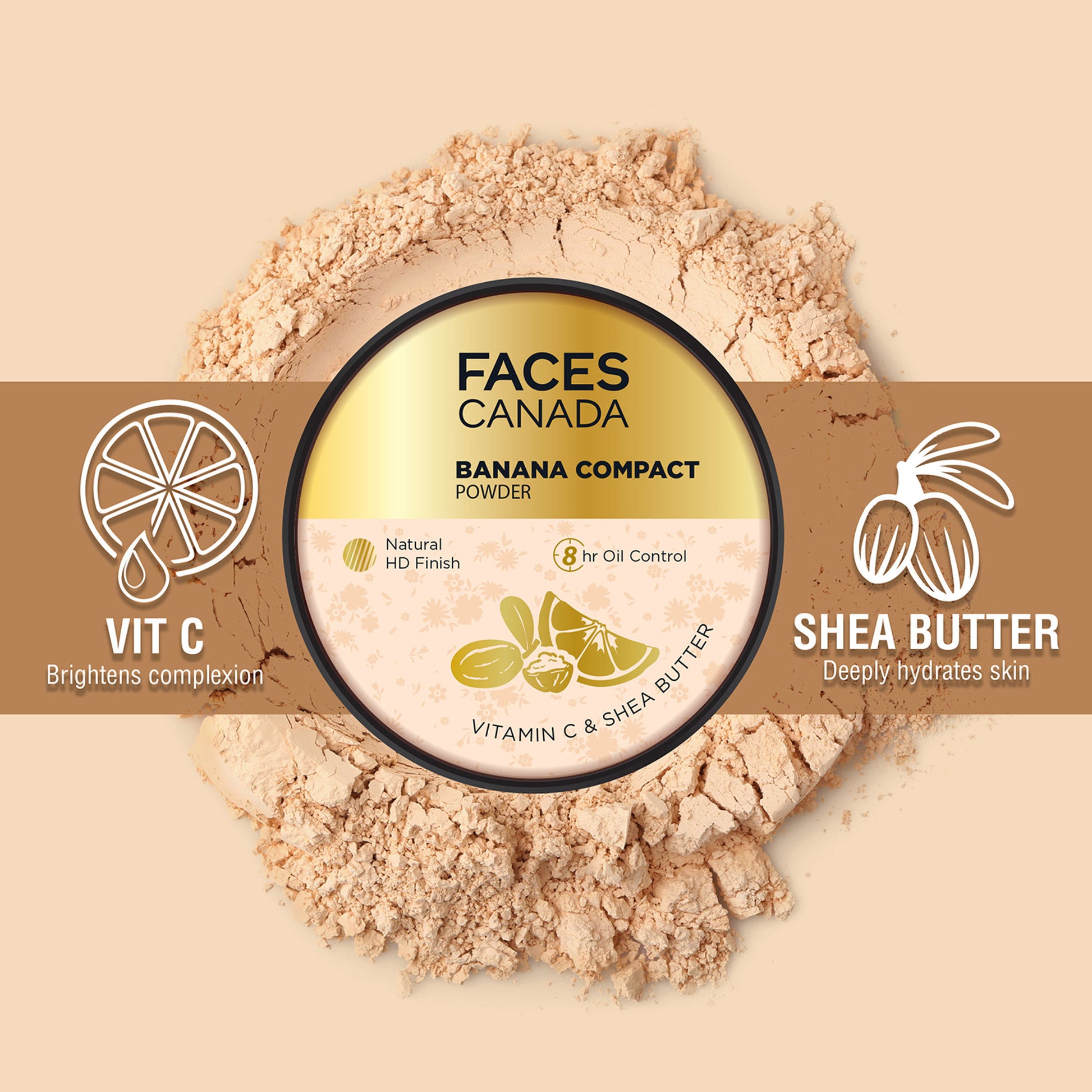 Faces Canada Banana Compact And Baking Powder With Vitamin C & Shea Butter
