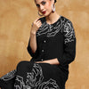 Dhiyona VA Women'sFloral Printed Mandarin Collar A-Line Pure Cotton Kurta With Trousers