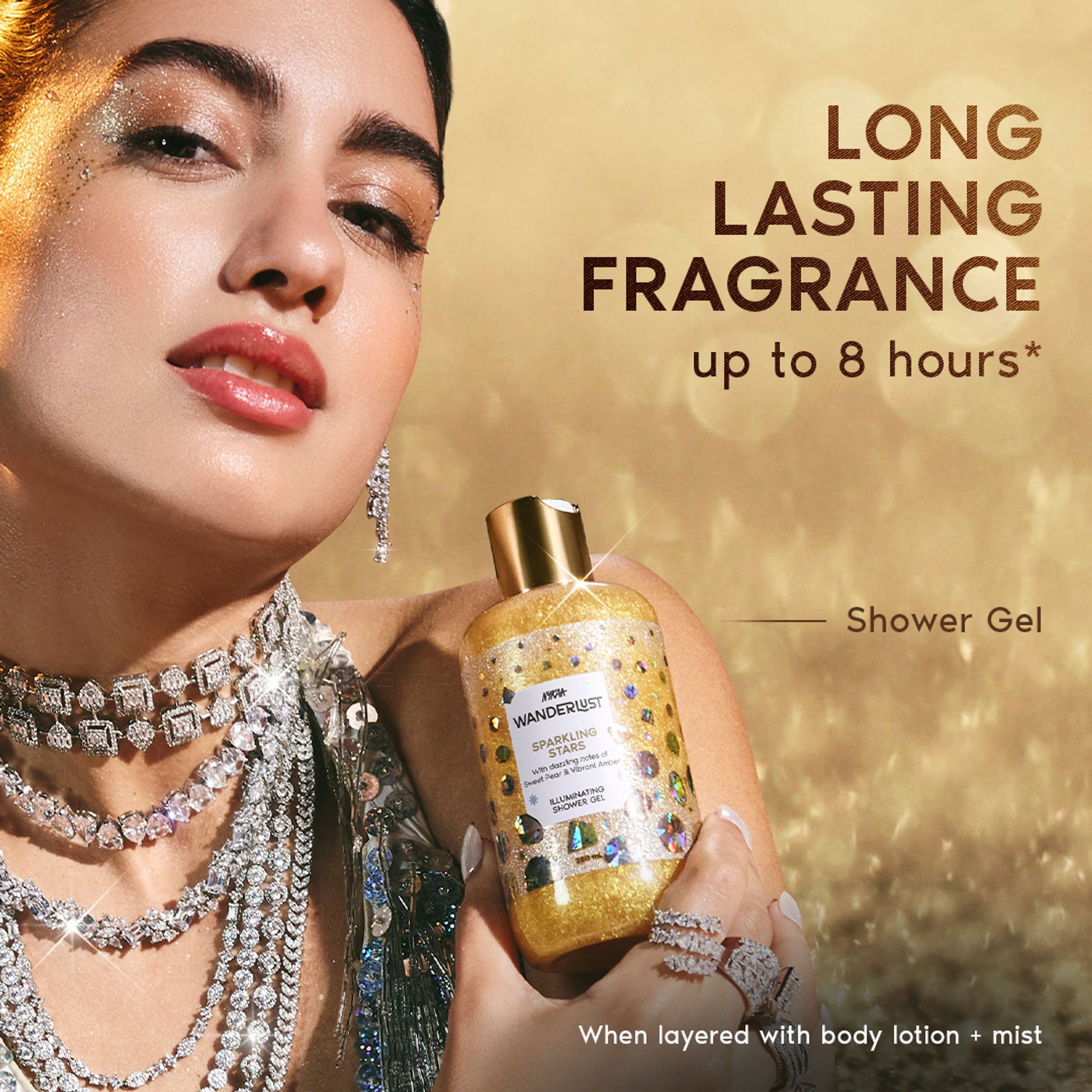 Nykaa Wanderlust Perfume Shower Gel - Hydrating, Brightening & Cleansing - Sparkling Stars