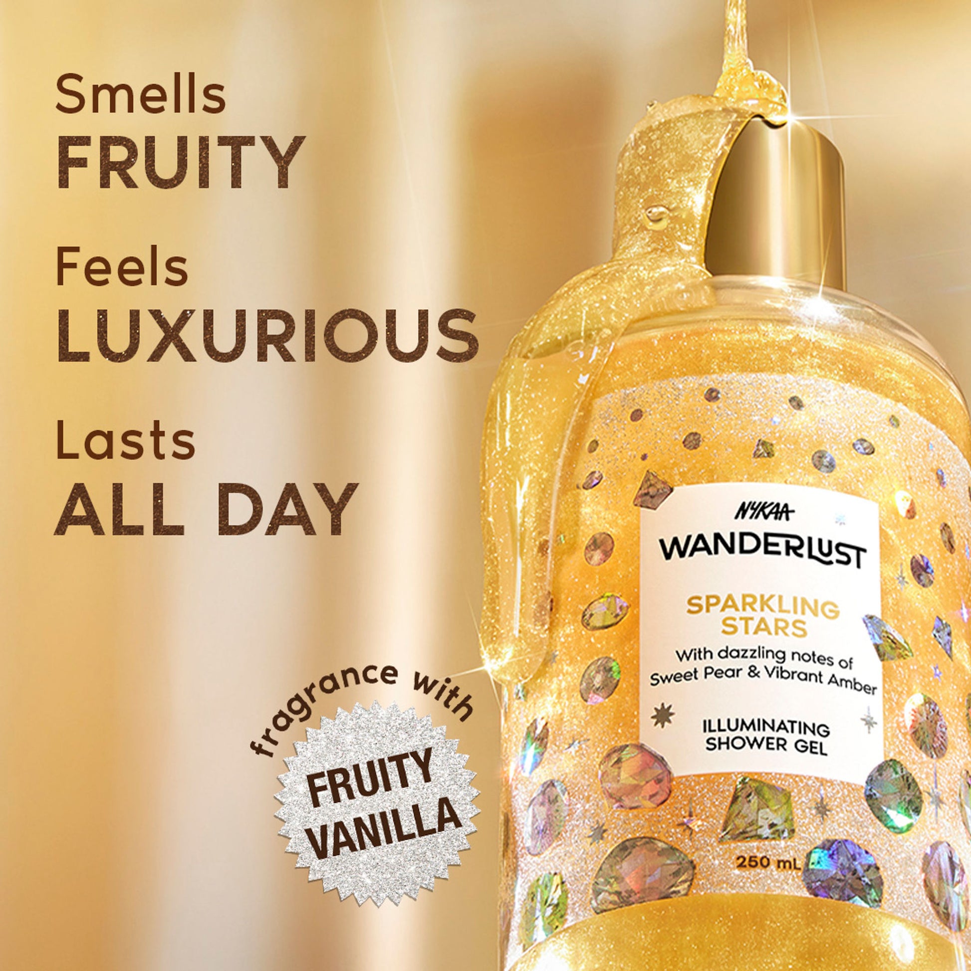 Nykaa Wanderlust Perfume Shower Gel - Hydrating, Brightening & Cleansing - Sparkling Stars