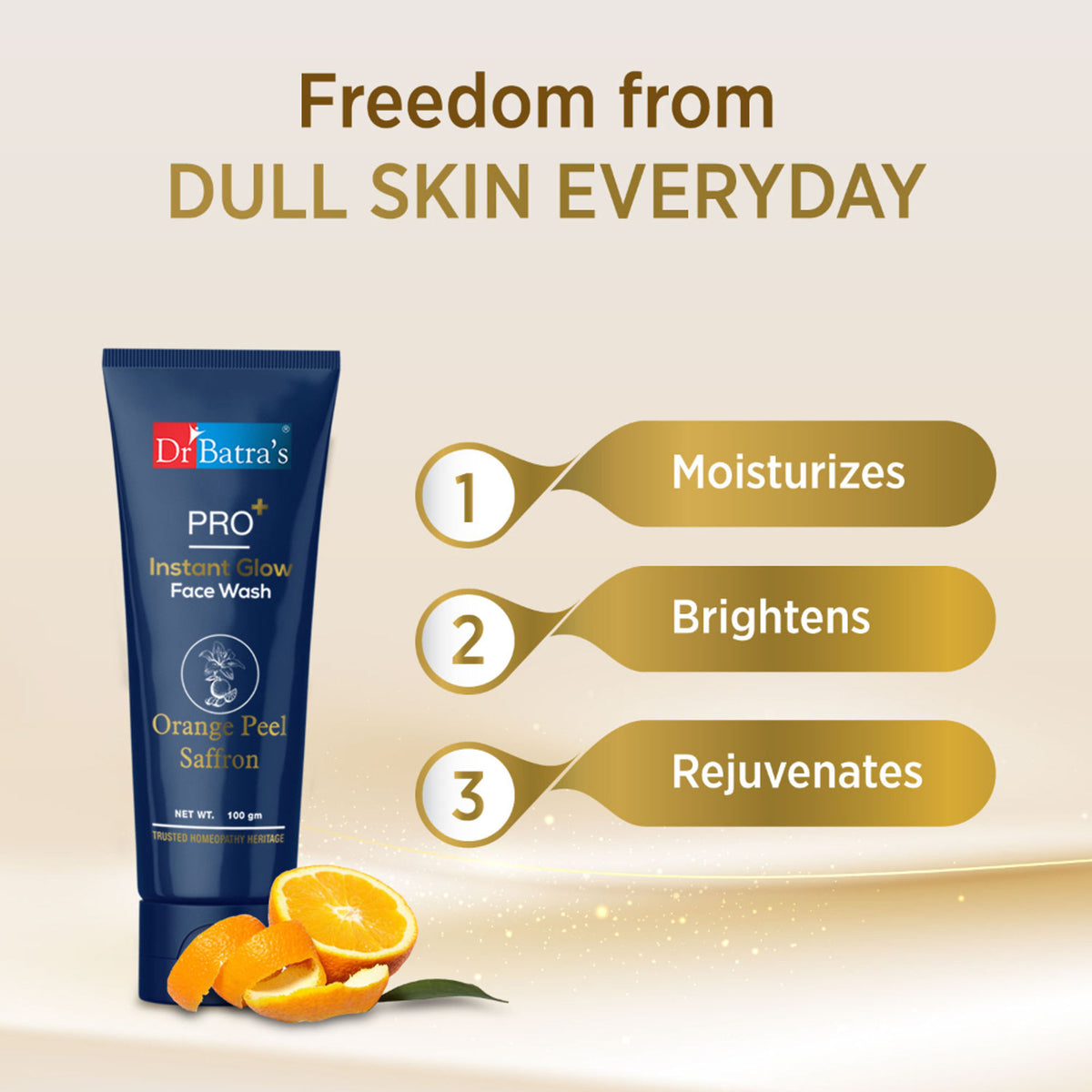 Dr Batra's PRO+ Instant Glow Face Wash with natural ingredients, rejuvenates skin and protects against impurities.