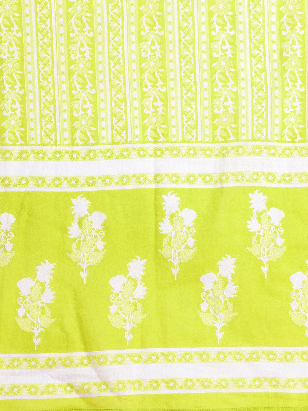 Floral Printed Thread Work Pure Cotton Kurta With Trousers & Dupatta