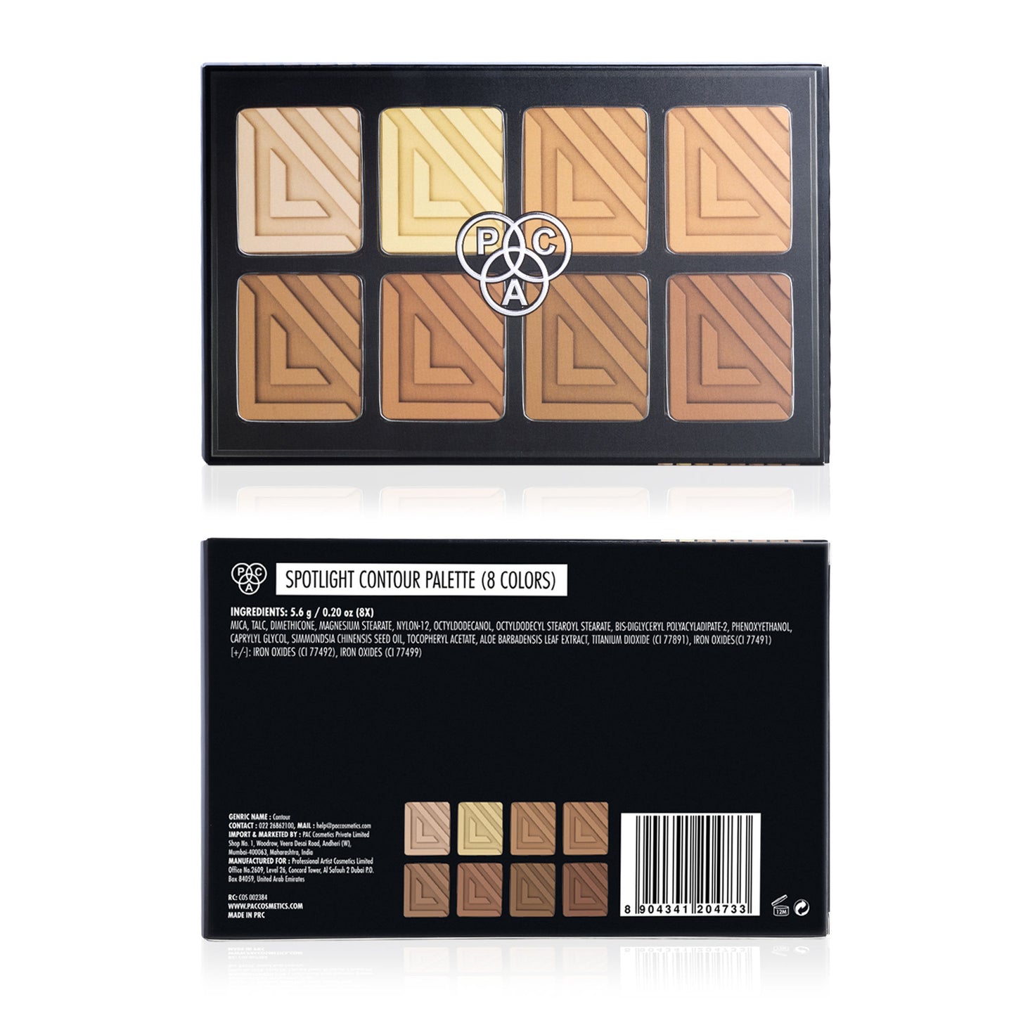 PAC Spotlight Contour Palette X8 - All in One MUA Palette, High Payoff, Shades for every Skin Tone