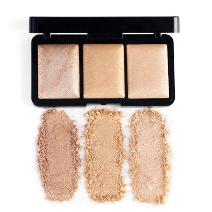 PAC Trio Glow Highlighter X3 Gold - Ultra Blinding Finish, Silky Smooth Texture, Blends Seamlessly