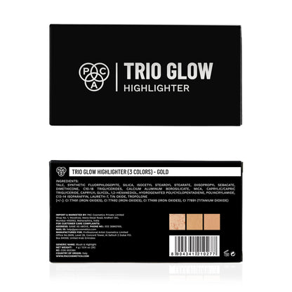 PAC Trio Glow Highlighter X3 Gold - Ultra Blinding Finish, Silky Smooth Texture, Blends Seamlessly