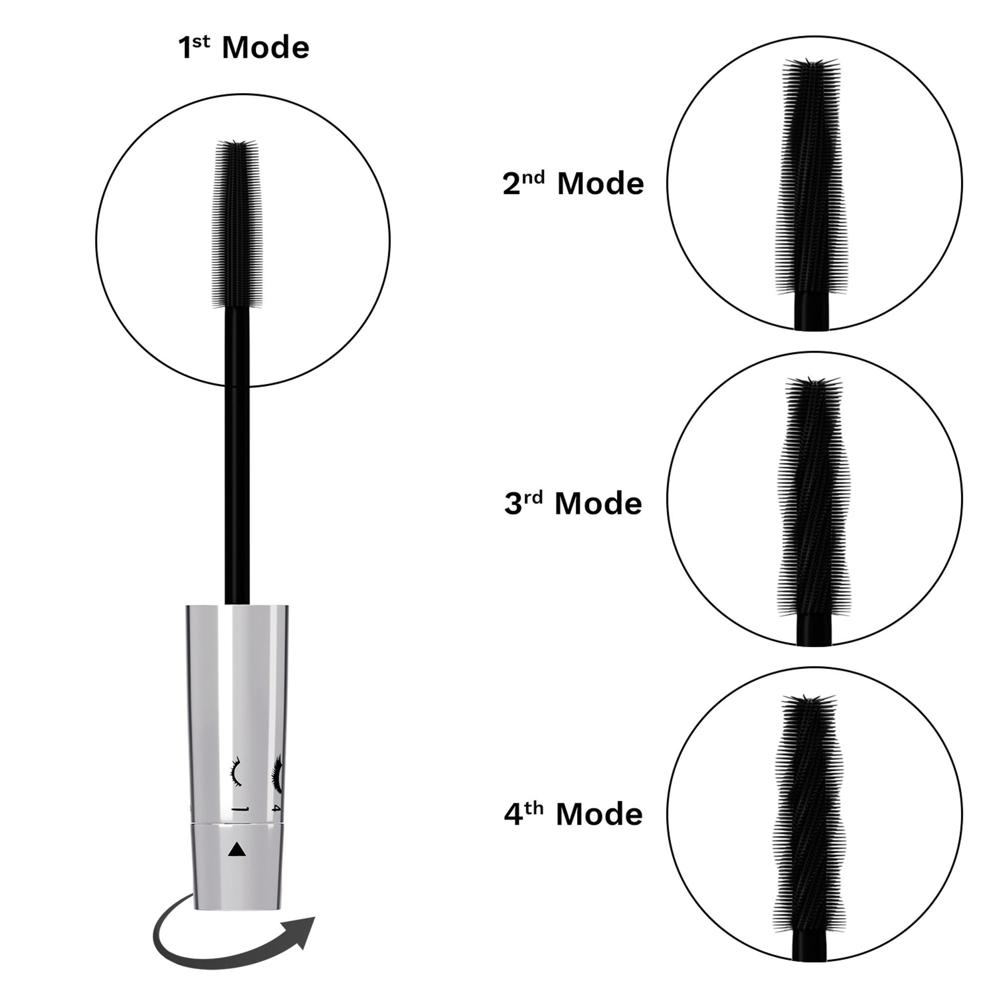 PAC Twist & Lift Mascara - 4-in-1 Mascara Wand, Curls Defines Volumizes & Lifts, Waterproof