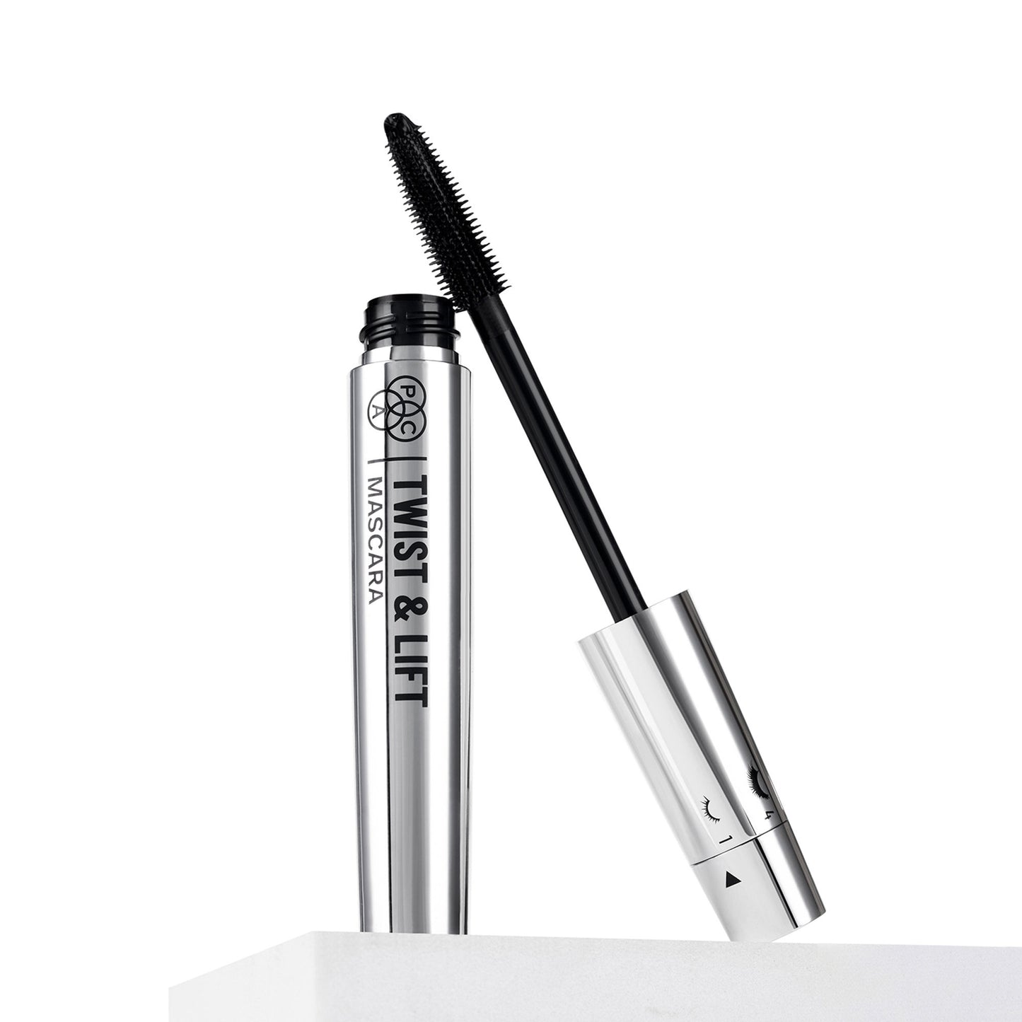 PAC Twist & Lift Mascara - 4-in-1 Mascara Wand, Curls Defines Volumizes & Lifts, Waterproof