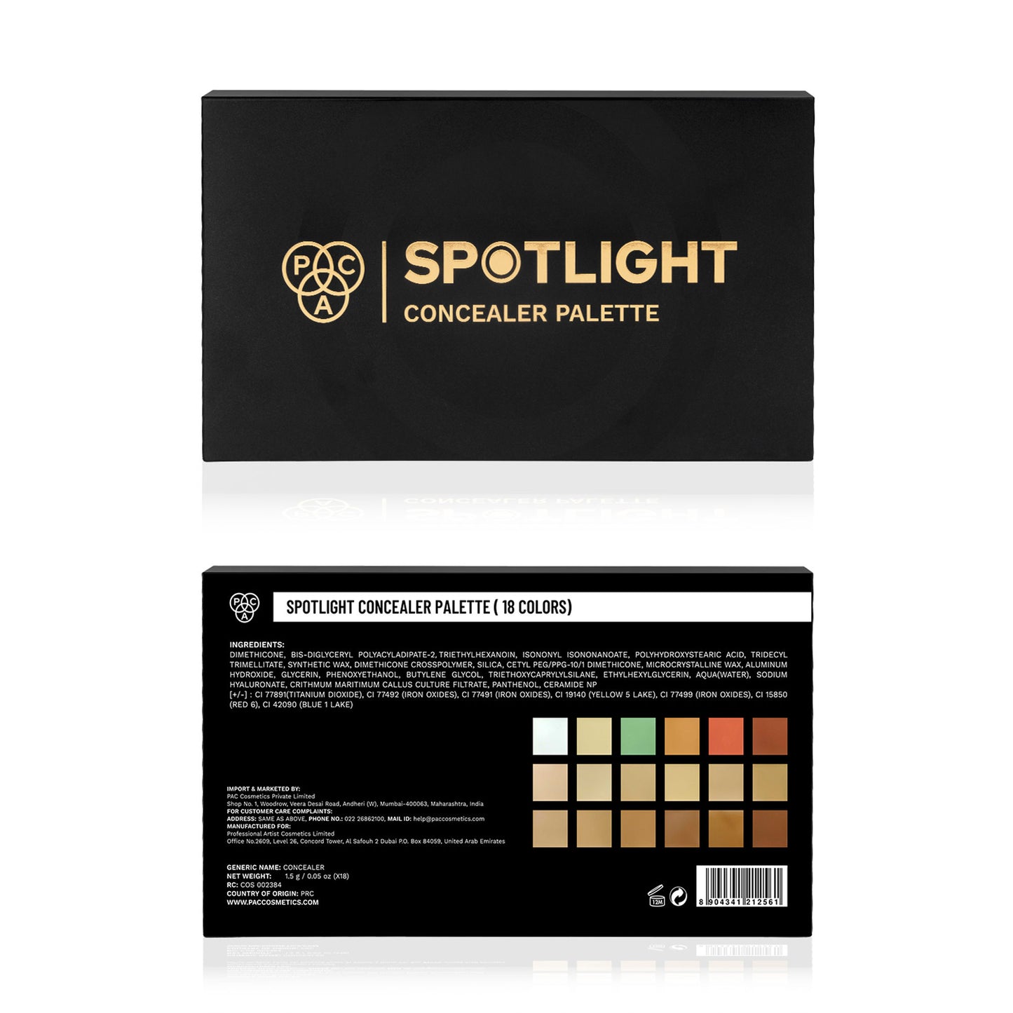 PAC Spotlight Concealer Palette - Correct Conceal & Foundation Palette, Lasting Buildable Coverage