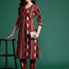 Indyancart IE Women Printed Pleated Pure Cotton Kurta with Trousers