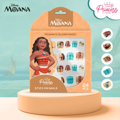 Princess by RENEE Disney Moana’s Tropical Trio Stick On Nails & Lip Balm Beauty Kit For Preteens