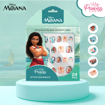 Princess by RENEE Disney Moana’s Tropical Trio Stick On Nails & Lip Balm Beauty Kit For Preteens