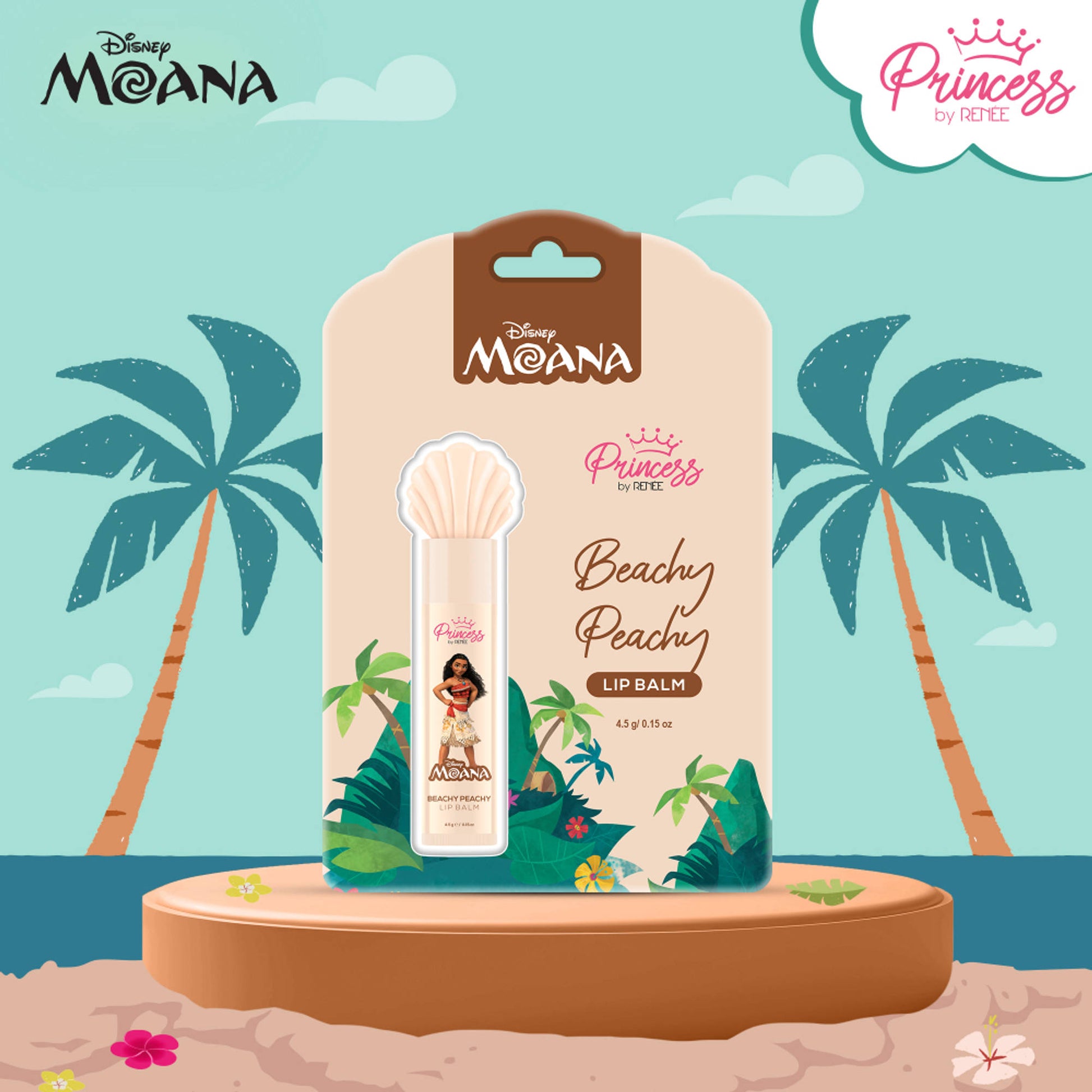 Princess by RENEE Disney Moana’s Tropical Trio Stick On Nails & Lip Balm Beauty Kit For Preteens