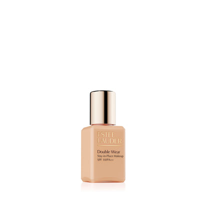 Estee Lauder Double Wear travel size longwear matte foundation SPF 10 in shade 2W2 Rattan, with the foundation bottle visible.