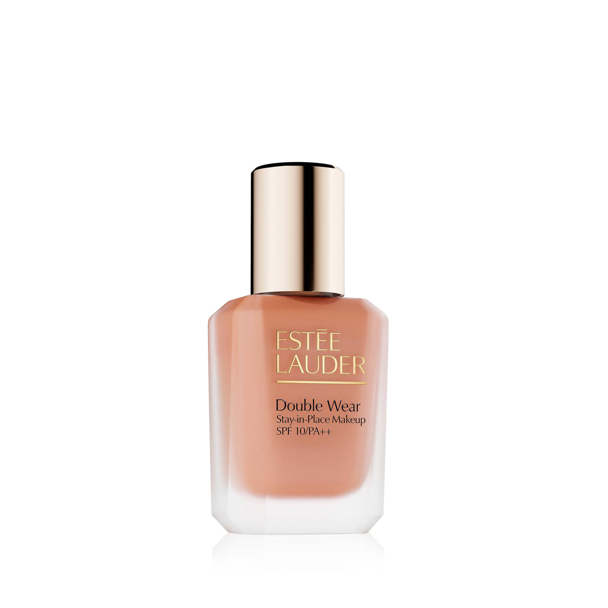 Estee Lauder Double Wear Matte Foundation in 4N1 Shell Beige, longwear SPF 10, with a smooth, matte liquid foundation texture.