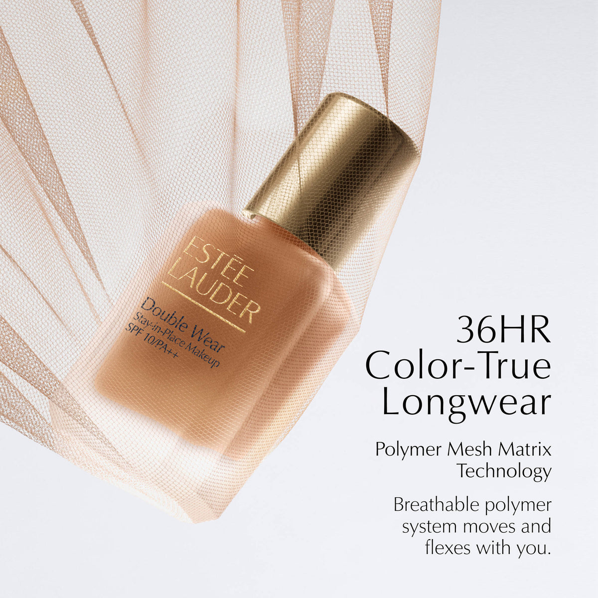 Estee Lauder Double Wear Longwear Matte Foundation SPF 10 in shade 3N2 Wheat, showcasing the foundation bottle.
