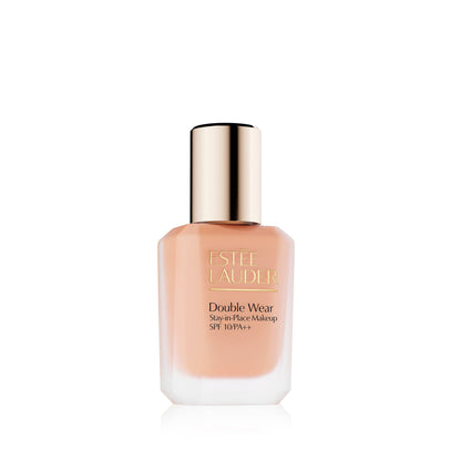 Estee Lauder Double Wear Longwear Matte Foundation SPF 10 in 2W0 Warm Vanilla, with a smooth, matte finish and natural skin tone.