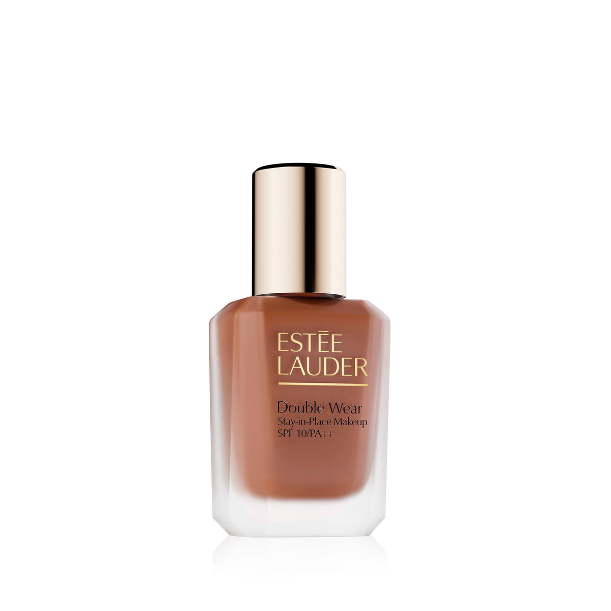 Estee Lauder Double Wear Longwear Matte Foundation SPF 10 in 7W1 Deep Spice, showing the foundation bottle and packaging.