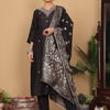 Dhiyona VA Women'sEthnic Motifs Woven Design Zari Pure Silk Straight Kurta With Trouser & Dupatta